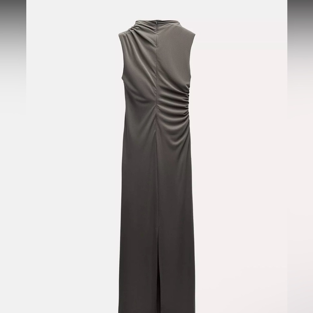 Zara Olive draped midi dress xs